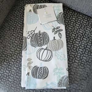 Pumpkin Print Teal, Blue & Gray Kitchen Towels - Pack Of 2